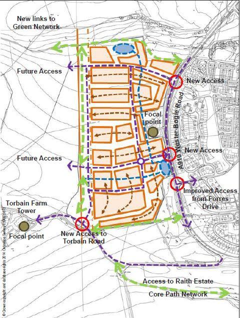 Masterplan Access It is proposed to form two vehicle accesses onto West Bogie Road and include footways and combined cycle/footways where required.