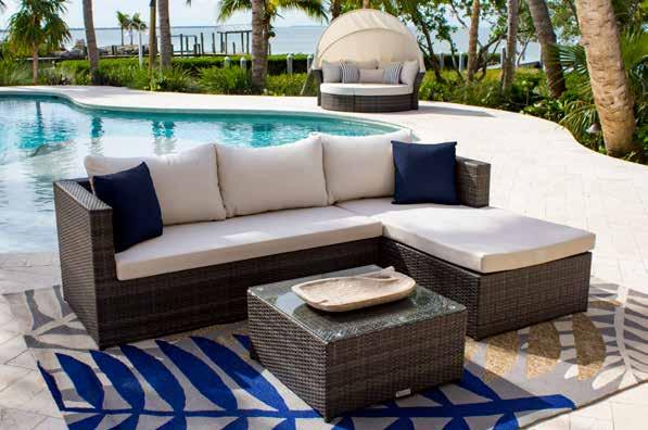 Choose from a WICKER & OUTDOOR OFF-WHITE FABRIC CUSHIONS 69 W 89 L sectional sofa with table and pair of