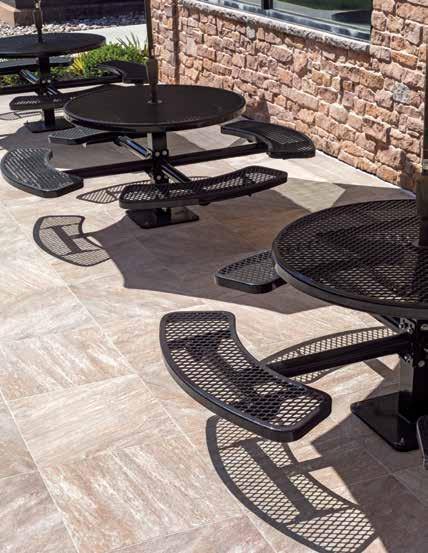 Edge restraints are necessary along all soft edges. BITUMINOUS SETTING BED The precise thickness of Hanover Porcelain Pavers allows for installation over a rolled bituminous setting bed.