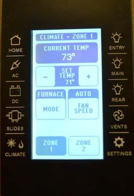 SECTION 4 APPLIANCES AND SYSTEMS Heating Mode Button Zone Button Thermostat Climate Screen (Located on Multiplex Monitor Panel) To Start Up 6.