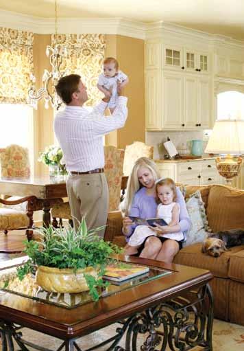Clockwise from below: Richard and Brandy spend most of their time with two-year-old Isabella and five-month-old Nicholas in the open hearth room and kitchen.