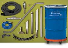 6195-110 High Lift Reversible Drum Vac Systems include a vacuum hose and an aluminum wand.
