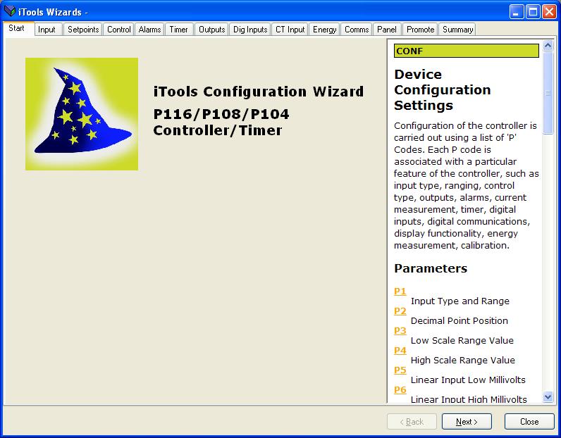 10.4 Configuration using the Wizard When a new instrument is detected, itools will open showing the configuration Wizard. It may also be opened at any time.