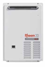 Rheem 20L 876620, 874620 ENERGY EFFICIENT STAR 2-4 Outdoor 20 L/min continuous hot water delivery @ 25 o C rise Remote Temperature Controller options 50 C models available, requiring no tempering