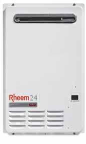 Rheem 24L 875624, 871624 ENERGY EFFICIENT STAR 4-5 Outdoor 24 L/min continuous hot water delivery @ 25 o C rise Flamesafe overheat protection Remote temperature controller options 50 C models