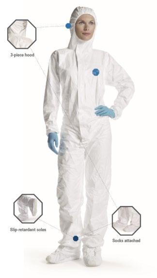 TYVEK 500 INDUSTRY Product name: Colour: Seams: Size: TYVEK 500 Industry TYV CCF5S WH 00 White Internal stitched seams reducing risk of contamination from garment by reducing particle penetration