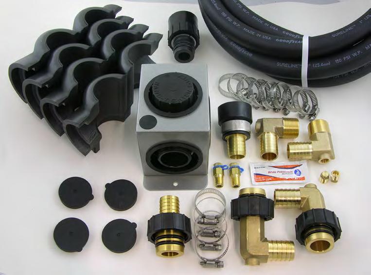15 psi Qty 4: Insulating boot Qty 2: Elbow, 1 MPT x 1 hose barb w/pt port (heat pump connection) Qty 2: PT plug, 1/4 MPT Qty 2: Elbow with