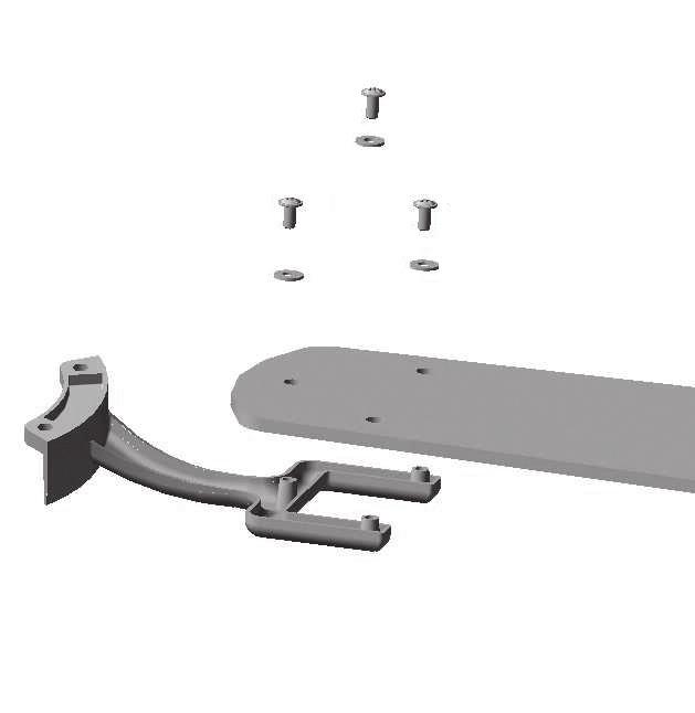 Partially insert the three blade screws along with the washers through the blade and into the