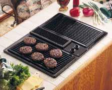 Built-In Cooktops: Patio Grill 30" Patio Grill JP380BV Black Porcelain-enameled cooktop Fixed grill elements each side Infinite heat rotary controls Powerful downdraft venting system Heating element