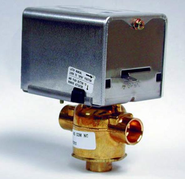 TYPICAL 3-WAY, 2-POSITION CONTROL ALE A 2-position water control valve driven open with spring return (bypass) upon a call for heating or cooling to maintain space temperature.