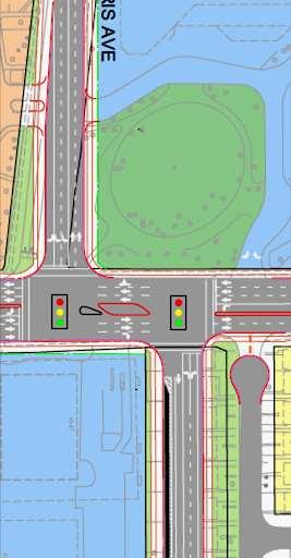 not improve safety for south through intersection south through intersection pedestrians traveling north- pedestrians traveling north- south through intersection south through intersection High