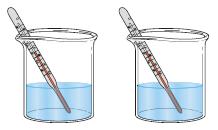 Temperature vs. Thermal Energy (cont ) Answer: Both beakers will be 40 C. Temperature is the measure of the average kinetic energy of the particles of a substances, not the total amount.