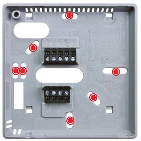 Thermostat Wire Hole = Mounting Holes Fig. 4 - Backplate Mounting 3. Drill two 3/16 -in. mounting holes in wall where marked. Thermostat may be mounted to a standard junction box, if desired.