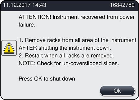 8 Malfunctions and Troubleshooting Fig. 07 6. Confirm this message with OK, whereupon the instrument shuts down in a controlled manner. Then follow the instructions in the information message ( Fig.