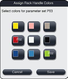 5 Operation 4. Save ( Fig. 45 2) is used to assign the color and close the dialog. The selected color is now displayed in the parameter set list. LL Cancel ( Fig.
