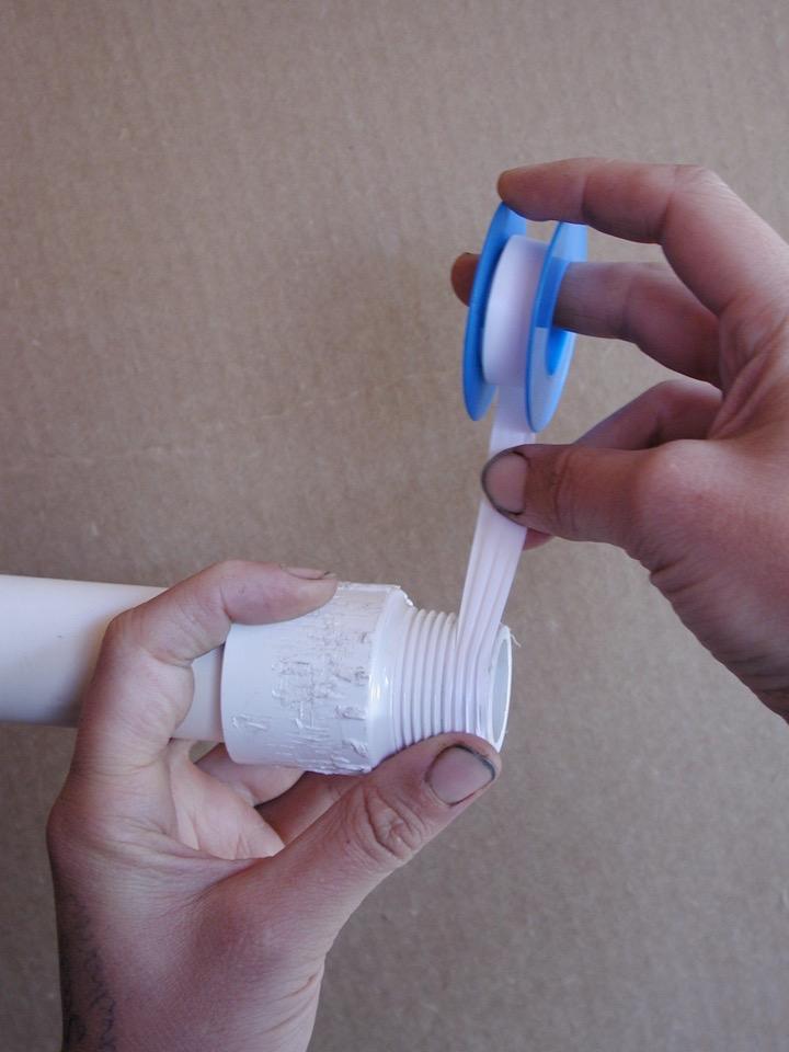 Step 1: Teflon Tape Threaded Fittings Teflon tape helps prevent leaks Wrap tape CLOCKWISE several