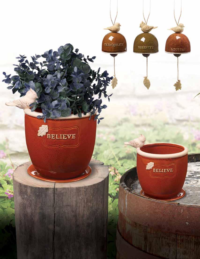 Inspirational Planters B A C Contents Not Included Indoor/Outdoor Use A. NEW Believe Large Flower Pot Material: Ceramic Height: 8" Diameter: 6" 185007 6/Ctn. 1-0021 B.