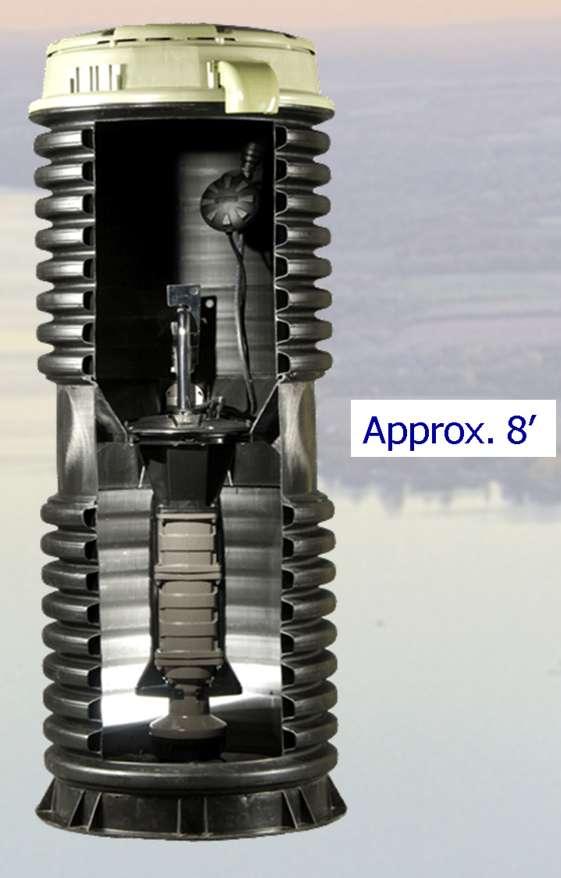 Grinder pump Standard pump chamber is 8 deep can