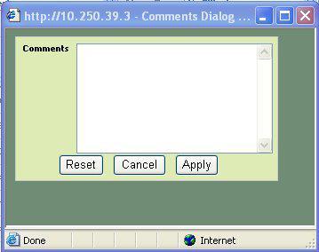 Figure 12 : Comments Dialog Note: If the dialog is not displayed, check that your browser pop-up blocker is not enabled; also check Display preferences in the Menu Bar to ensure the Auto Comments