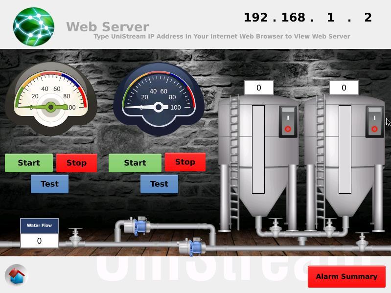 Web Server UniStream offers a built-in webserver that supports dozens of simultaneous connections.