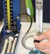 By directly connecting the compressor to the Pressure Test Equipment (Sphygmomanometer and Air Flow Meter), this test will confirm system pressure readings at maximum and minimum airflow (in free