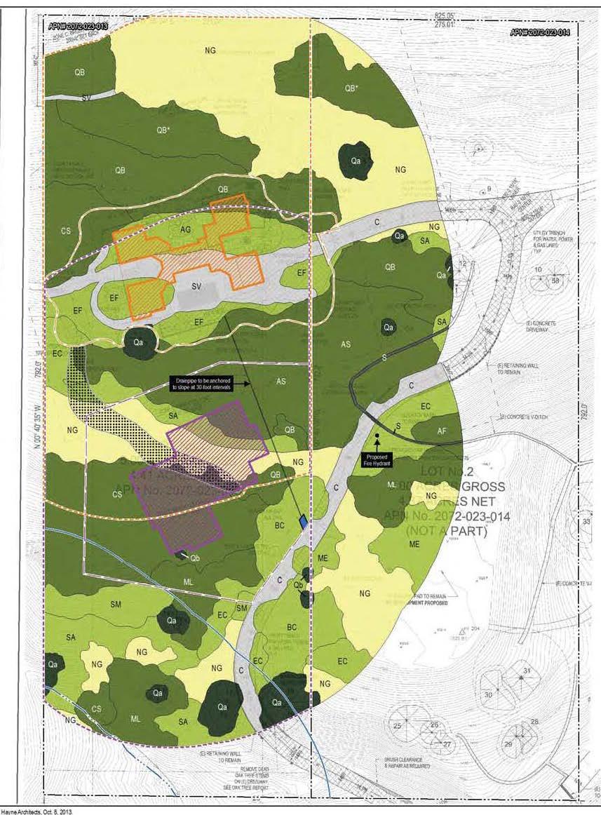 Habitat Impacts Proposed project (shown in orange): Located on the graded, barren pad and would be accessed using the existing driveway to minimize landform alteration.