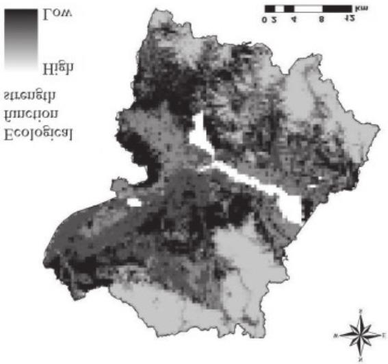 Change and Optimization of Landscape... 2349 Fig. 1. Distribution of different landscape types on the terrain niche index in the study area.