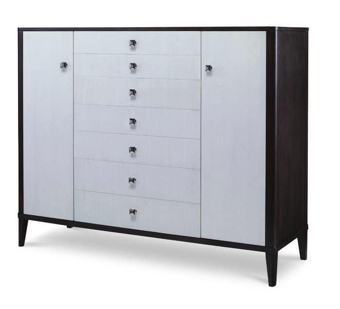 CHESTS & DRESSERS ARIA GENTLEMAN'S CHEST C6C-201 Stocked Combo Finish Available ONLY as shown above and opposite in Brownstone Case & Oxford White Drawer and Door C69-201 Made to