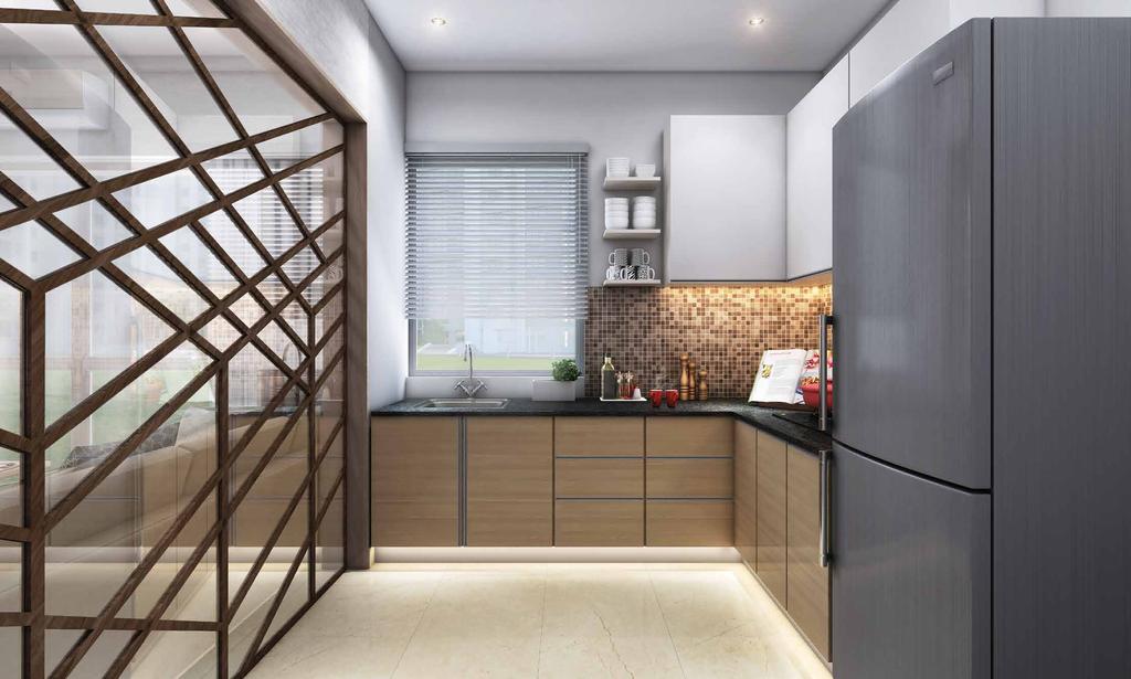Modular Kitchen Time to start a blissful day The kitchen is designed to make your working easier and cleaner. And for your family to bond over meals.