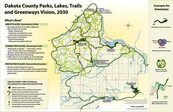 Dakota County Greenway Vision With the 2008 Park System Plan and 2010 Greenway Guidebook, Dakota County has established a progressive vision for an interconnected system of open space corridors