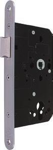 Locks AR911 ARRONE euro profile mortice latch case: 60mm or 80mm backset, 72mm centres, case pierced to accept bolt through furniture at horizontal 38mm centres, single square forend or radiused