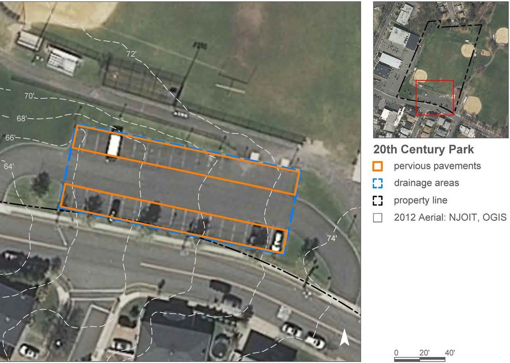 pervious pavement 44 drainage area property line 2012 Aerial: NJOIT,