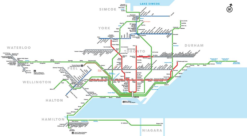 Regional transit map connecting