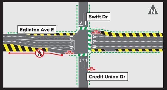 New traffic configuration will be implemented at the intersection early April. This stage will be in place until May, 2019.