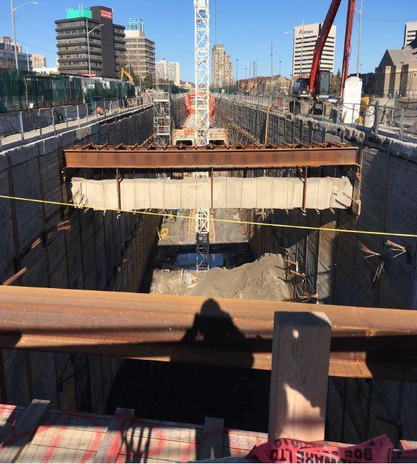 Station Box Excavation is ongoing under the decking Form work and rebar installation continues