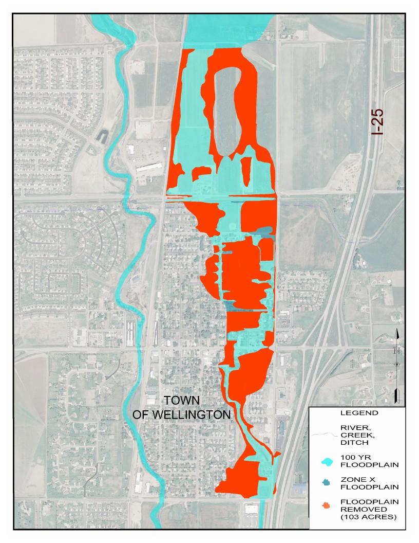 COAL CREEK FLOOD MITIGATION PROJECT BENEFITS 103 Acres of land (shown in red) removed from the 100-Year Floodplain 101 structures were removed from the 100-Year
