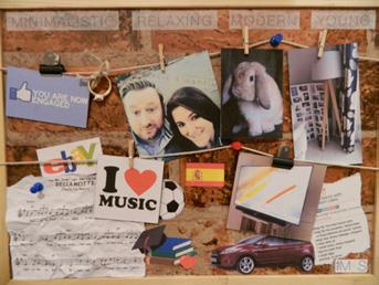 This mood board was created to visually describe the clients: hobbies, interests, occupations, requests and personality.