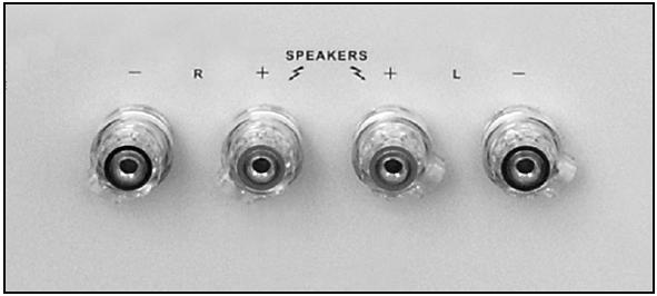 Connecting Fig. 3 Amplifier loudspeaker outputs (example). 2. Connect the other cable ends to the loudspeaker outputs of your switched off power amp (see Fig. 3).
