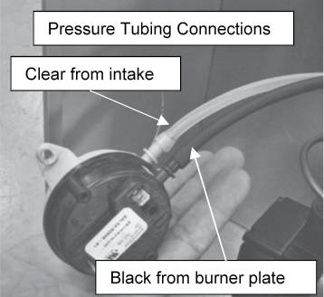 Figure 6 - Pressure Tubing Connections Figure 7 - Combustion Air Intake Connection F. Male and female ends of appliance adapters and connectors must be cleaned with residue free brake cleaner solvent.