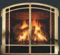All Bentley doors may be opened for a full view of the beautiful fire. Bentley gold screened doors.