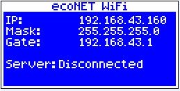 Filling data correctly results in econet300 connected to a Wi-Fi network.