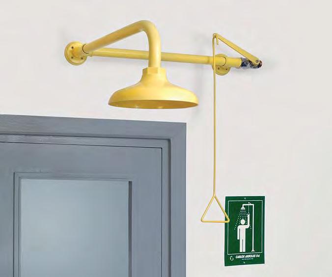 OVER DOOR USE In indoor facilities the Emergency Showers are installed over a door or emergency exit. RECESSED MOUNTING USE Indoor Shower recessed in the wall.