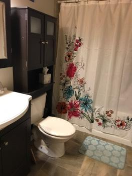 1. Location Materials: Basement Basement Bathroom 2. Room Ceiling and walls are in good condition overall. Accessible outlets operate. Light fixture operates. 3.