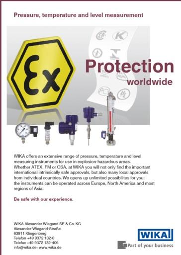 Protection Worldwide offers an extensive range of pressure, temperature and level measuring instruments for use in explosion-hazardous areas.