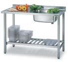 with solid shelf 4180480 2000x650x900 Supplied with splash guard h= 60 mm Proff wash table Code Dimensions mm 1200