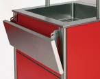 The standard side panel material is melamine plate. Standard colors are birch and cherry imitation, grey and red.
