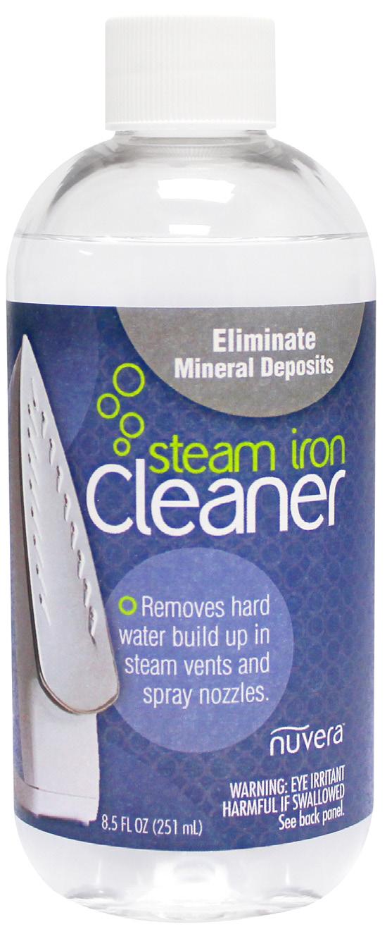 Steam Iron CLEANER QUICKLY REMOVES LIME AND MINERAL BUILD-UP FROM STEAM IRONS Helps extend the life and performance of your iron. Unplug iron and empty any water.