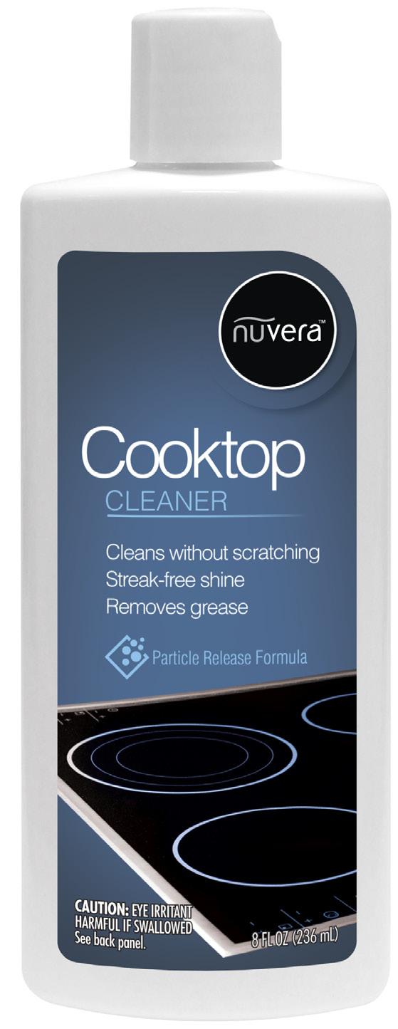 Cooktop CLEANER REMOVES GREASE, LEAVES A STREAK-FREE SHINE Gentle but effective formula cleans without scratching or
