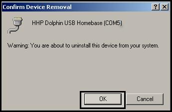 12. Click on OK on the Confirm Device Removal dialog box 15.