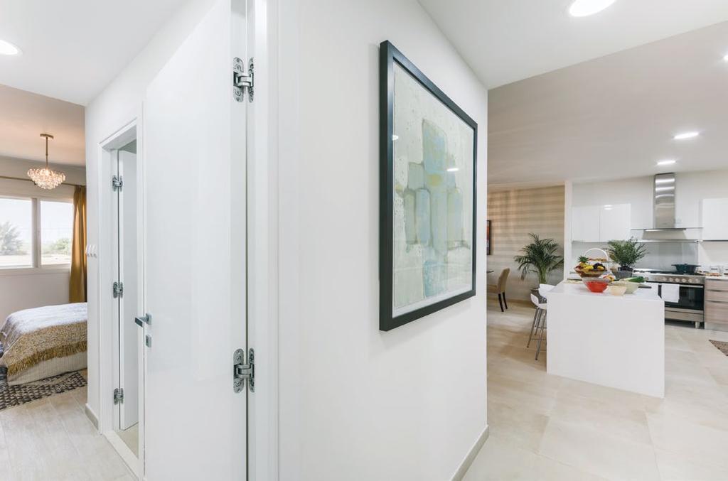 Wonderfully crafted details In contemporary European style, your internal doors are made from a wooden cellular core, beautifully finished in white laminate.
